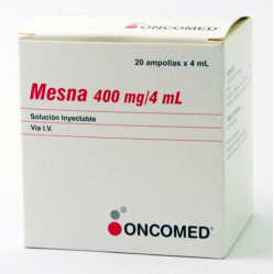 Mesna 400 mg/4 mL, Solución inyectable, Vía I.V.