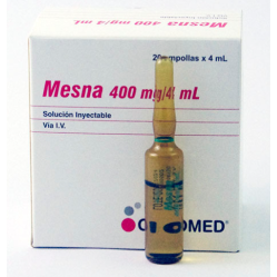 Mesna 400 mg/4 mL, Solución inyectable, Vía I.V.