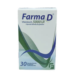 Farma D Vitamina D3, 5000 UI Cápsulas blandas de gelatina