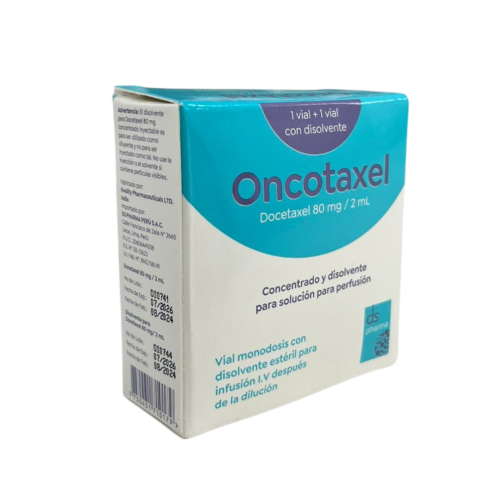 Oncotaxel, Docetaxel 80 mg / 2 mL, concentrado y disolvente para solución para perfusión